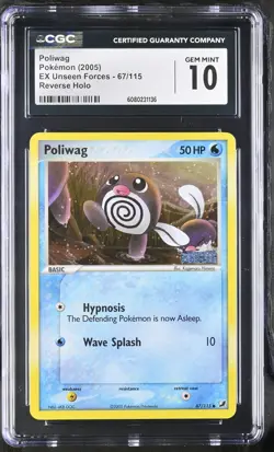 CGC 10 Poliwag EX Unseen Forces 67/115 Reverse Holo Stamped Pokemon Card - Image 1