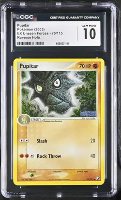 CGC 10 Pupitar EX Unseen Forces 70/115 Reverse Holo Stamped Pokemon Card - Image 1