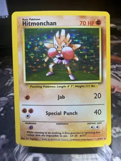 Hitmonchan #7 / 102 Base Set Holo - NM - Pokemon 1999 TCG WOTC Vintage - Image 1