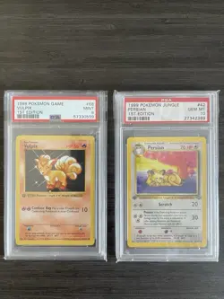 1999 Pokemon 1st Edition Duo: Persian Jungle #42 PSA 10 & Vulpix Base Set PSA 9 - Image 1