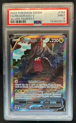 2022 Pokemon SWSH Silver Tempest Regidrago V #184/195 PSA 9 - Image 1