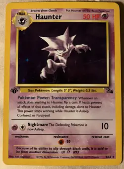 Pokemon TCG 1st Edition Fossil Haunter Holo Card 6/62 HP - Image 1