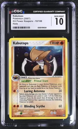 CGC 10 GEM MINT Kabutops 2007 EX Power Keepers 10/108 Holo Pokemon Card - Image 1