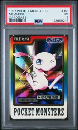 1997 Pocket Monsters Mew Carddass Foil Prism PSA 7 - Image 1