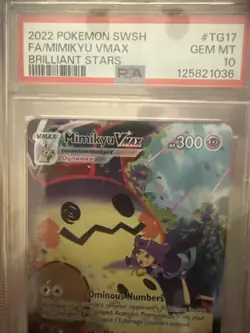 2022 POKEMON SWORD & SHIELD BRILLIANT STARS #TG17 FULL ART/MIMIKYU VMAX PSA 10 - Image 3