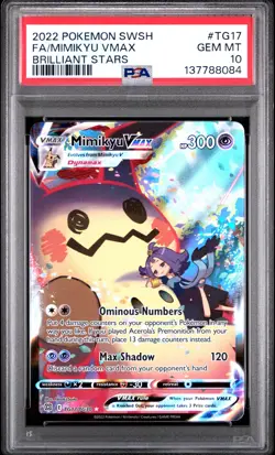 2022 POKEMON SWORD & SHIELD BRILLIANT STARS #TG17 FULL ART/MIMIKYU VMAX PSA 10 - Image 1