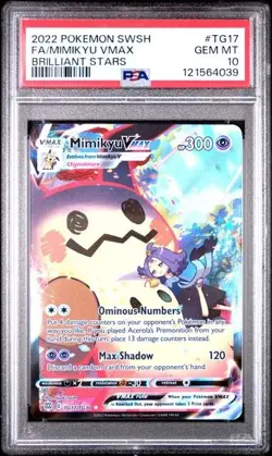 2022 POKEMON SWORD & SHIELD BRILLIANT STARS #TG17 FULL ART/MIMIKYU VMAX PSA 10 - Image 1