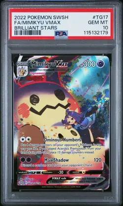 2022 POKEMON SWORD & SHIELD BRILLIANT STARS #TG17 FULL ART/MIMIKYU VMAX PSA 10 - Image 1