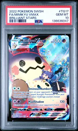 2022 POKEMON SWORD & SHIELD BRILLIANT STARS #TG17 FULL ART/MIMIKYU VMAX PSA 10 - Image 1