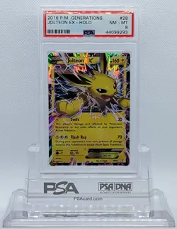 POKEMON GENERATIONS JOLTEON EX #28 ULTRA RARE HOLO FOIL CARD PSA 8 NM-MT #* - Image 1