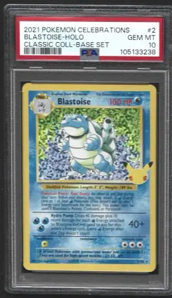 Blastoise 2021 Pokemon Celebrations Classic Collection Holo PSA 10 #2/102 - Image 1