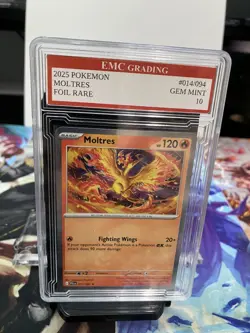 MOLTRES #014/094 RARE FOIL Pokemon 2025 Card GRADED 10 MINT TCG CCG - Image 1