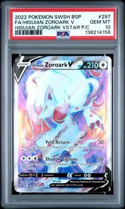 HISUIAN ZOROARK V #297 PSA 10 • 2022 POKEMON SWSH BLACK STAR PROMO FULL ART - Image 1