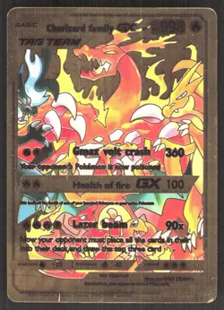 Charizard family GX Gold Foil Fan Art Tag Team Pokemon - Image 1
