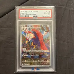 2024 POKEMON SSP EN-SURGING SPARKS ILLUSTRATION RARE #214 BRAVIARY PSA 10 GEM - Image 1