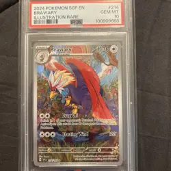 2024 POKEMON SSP EN-SURGING SPARKS ILLUSTRATION RARE #214 BRAVIARY PSA 10 GEM - Image 2