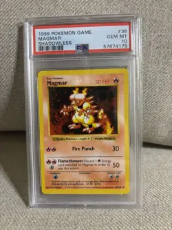 Magmar PSA 10 1999 Pokemon Game Base Set SHADOWLESS #36 - Image 1