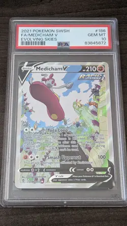 MEDICHAM V 2021 Pokemon #186/203 PSA 10 GEM-MINT Evolving Skies FULL ART - Image 1