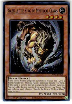 Yugioh Gazelle the King of Mythical Claws DUNE-EN003 Super Rare 1st Ed NM - Image 1