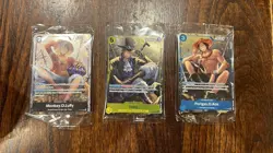 One Piece Card Game TS02 Tin Promo Bundle P073 P074 P075 Luffy Sabo Ace - Image 1