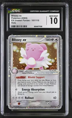 CGC 10 GEM MINT Blissey ex 2005 EX Unseen Forces 101/115 Holo SWIRL Pokemon Card - Image 1