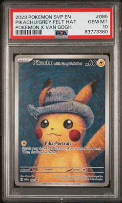 Pokemon Pikachu with Grey Felt Hat Van Gogh Full Art Promo SVP EN 085 PSA 10 - Image 1