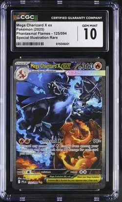 Mega Charizard X ex SIR 125 - 2025 Pokemon Phantasmal Flames - CGC 10 Gem MINT - Image 1