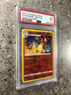 Pokemon TCG Cards Charizard 025/185 Vivid Voltage Reverse Holo Rare PSA 9 MINT - Image 3