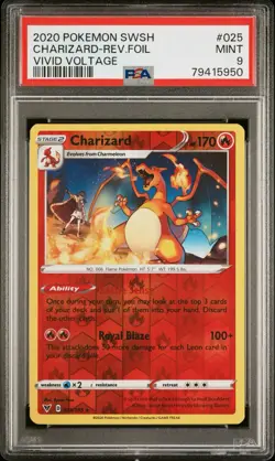 PSA 9 Charizard Reverse Holo Vivid Voltage 2020 Pokemon Card Rare 025/185 - Image 1