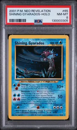 Shining Gyarados 2001 Pokemon Neo Revelation Unlimited #65/64 PSA 8 NM-MT - Image 1