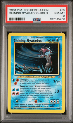 Shining Gyarados 2001 Pokemon Neo Revelation Unlimited NEW CERT PSA 8 #65/64 - Image 1