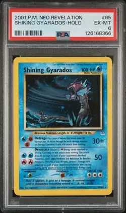 SHINING GYARADOS 2001 POKEMON NEO REVELATION HOLO SECRET RARE 65/64 GRADED PSA 6 - Image 1