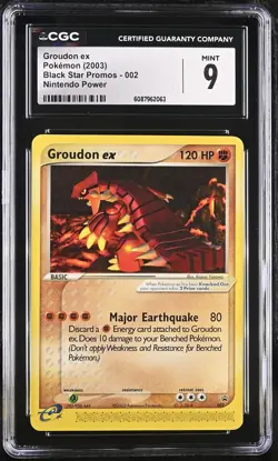 CGC 9 Groudon ex 002 Black Star Promos Nintendo Power English Pokemon Card 20023 - Image 1