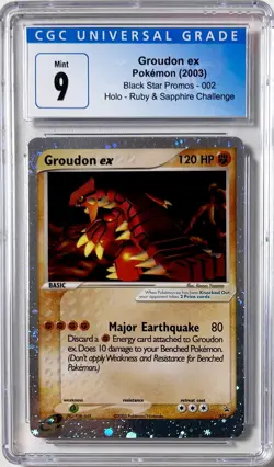 Pokemon CGC 9 MINT Groudon ex 2003 Black Star Promo 002 Holo Ruby & Sapphire - Image 1