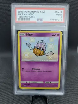 2019 Pokemon Game - Hidden Fates - Shiny Vault Holo - SV17 Inkay PSA 9 MINT - Image 1