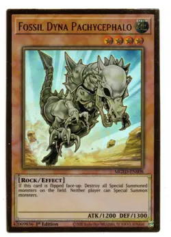 Yu-Gi-Oh Card: Fossil Dyna Pachycephalo MGED-EN008 Gold Rare 1st Edition! NM - Image 1