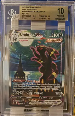 Pokemon TCG Umbreon VMAX Alternate Art Secret Rare Card 215/203 Evolving Skies - Image 1