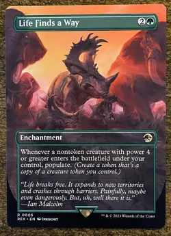 1x BORDERLESS LIFE FINDS A WAY - Jurassic Park - MTG Magic the Gathering - Image 1