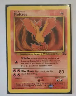 Moltres Rare Fossil Base Set Vintage 1999 Pokemon Card 27/62 - MP - Image 1