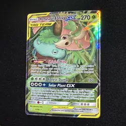 Venusaur & Snivy GX 1/236 Tag Team Cosmic Eclipse Pokemon Card 2019 Pokemon LP - Image 2