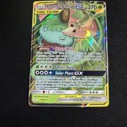 Venusaur & Snivy GX 1/236 Tag Team Cosmic Eclipse Pokemon Card 2019 Pokemon LP - Image 3