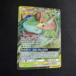 Venusaur & Snivy GX 1/236 Tag Team Cosmic Eclipse Pokemon Card 2019 Pokemon LP - Image 4