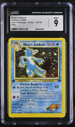 CGC Mint 9 2000 Pokemon Gym Challenge 1st Edition Misty's Golduck Holo #12 - Image 1