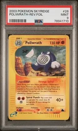 Poliwrath 26/144 Skyridge Reverse Holo Foil Rare Pokemon - PSA 9 MINT - Image 1