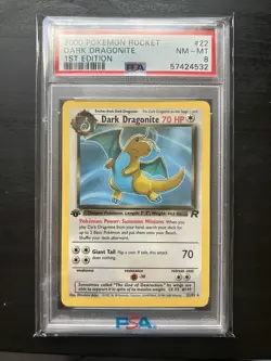DARK DRAGONITE PSA 8 2000 POKEMON TEAM ROCKET FIRST EDITION #22/82 1ST 5557 - Image 1