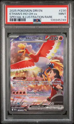 2025 POKEMON DRI EN-DESTINED RIVALS #230 ETHAN'S HO-OH EX PSA 9 - Image 1