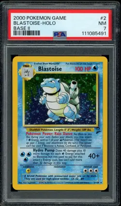 Pokemon PSA 7 Base Set 2 Blastoise 2/130 Holo Rare 2000 - Image 1