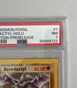 Aerodactyl 1st Edition RARE Prerelease POKEMON Card PSA 7 NM FOSSIL Holo 1/62 - Image 2