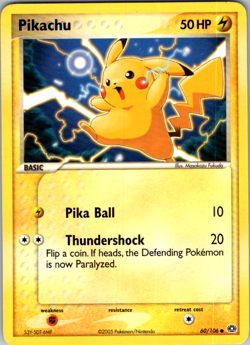 POKEMON TCG COMMON CARD PIKACHU 60/106 EX EMERALD LP - Image 1