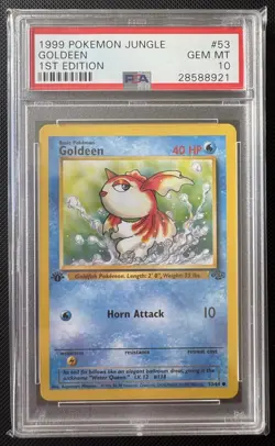 PSA 10 Goldeen 53 Jungle 1st Edition Pokemon Card - Image 1